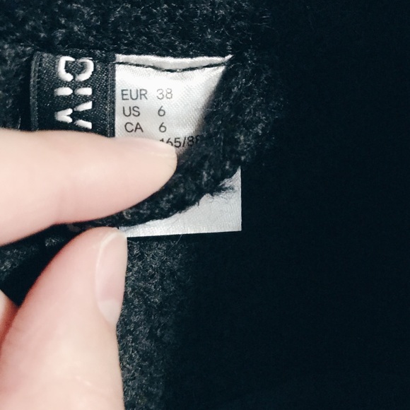 H&M Black Wool Blend Button Coat - Picture 3 of 5